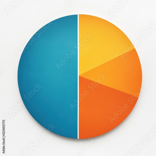 Free Download Colorful circular design split into blue and orange sections with geometric shapes representing balance and contrast. Generative AI - GFXLoad