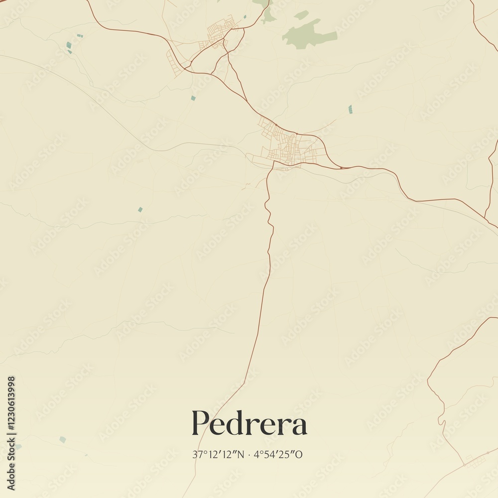 Fototapeta premium Retro Spanish map of Pedrera, Andaluc�a. Vintage street map.
