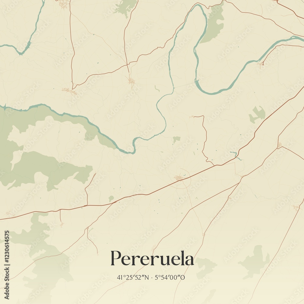 Fototapeta premium Retro Spanish map of Pereruela, Castilla y Le�n. Vintage street map.