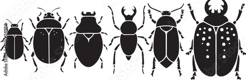 A set of insects silhouettes for flat design. Hand drawn vector illustration