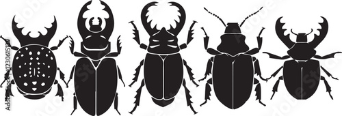A set of insects silhouettes for flat design. Hand drawn vector illustration