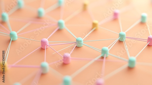 Connected nodes, networking, pastel, links, tech, design