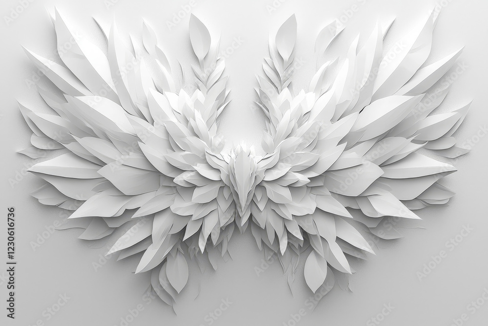 White Abstract Wings in Paper Cut Style. White Abstract Wings in Paper Cut Style.