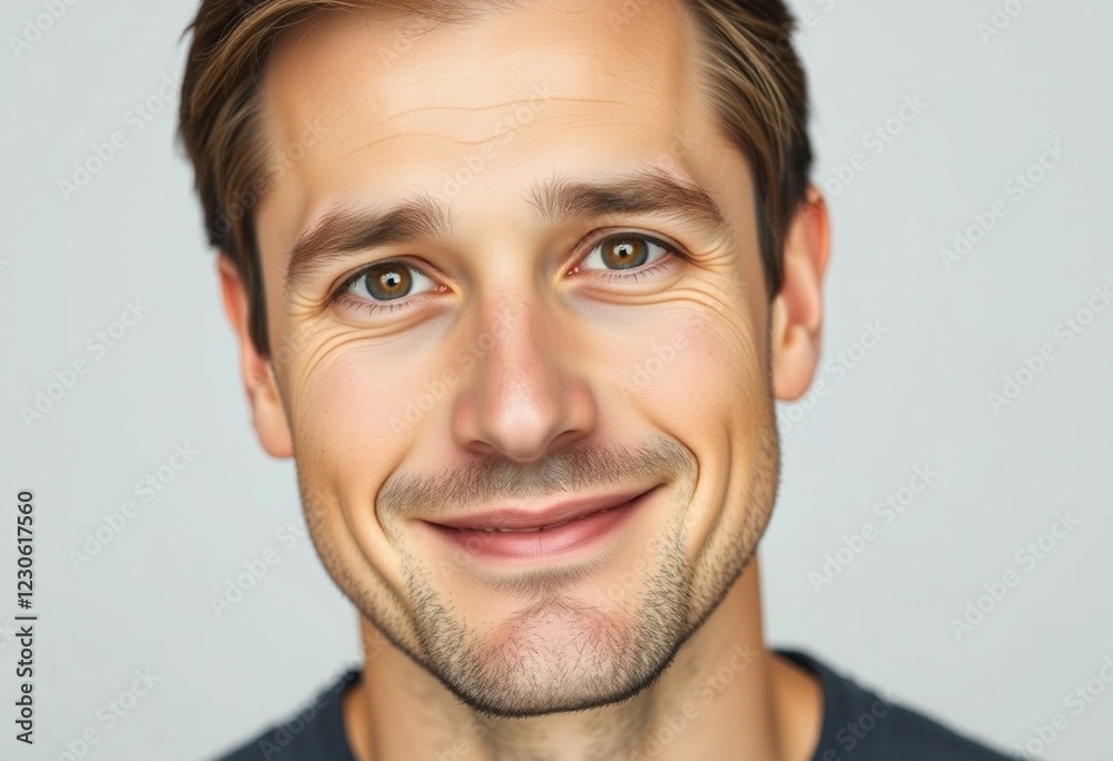 Obraz premium Male portrait with neutral background and subtle smile
