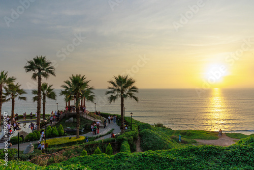 Chinese park and malecon of Miraflores, outdoor recreation, Lima photo