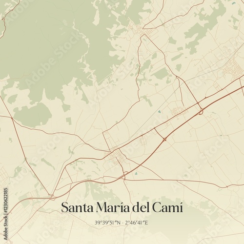 Vintage map of Santa Maria del Cami, Spain. photo