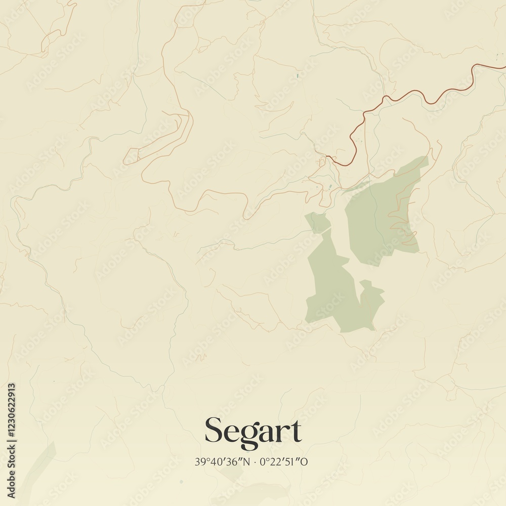 Fototapeta premium Retro Spanish map of Segart, Comunidad Valenciana. Vintage street map.