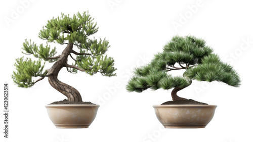 Hinese traditional pine potted plants, isolated on transparent background photo