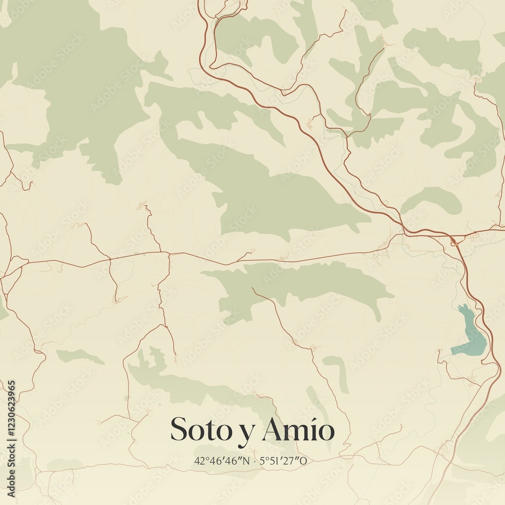 Fototapeta premium Vintage map of Soto y Amio, Spain.