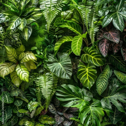 Fototapeta Naklejka Na Ścianę i Meble -  A lush green plant with many leaves and stems