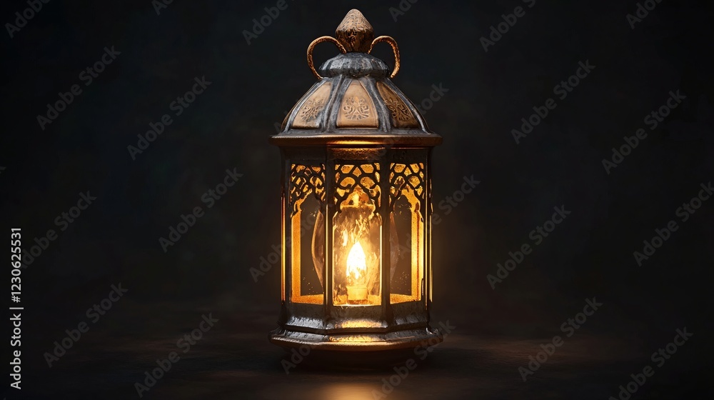 A beautifully ornate lantern emitting a warm glow in a dark setting. A beautifully ornate lantern emitting a warm glow in a dark setting.
