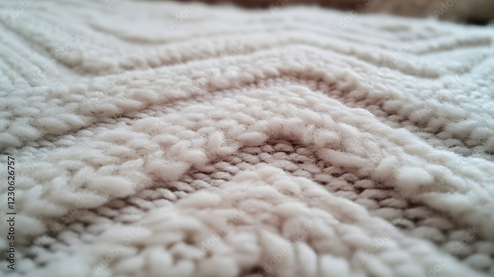 Closeup Knitted Texture Cream Wool Fabric Closeup Knitted Texture Cream Wool Fabric