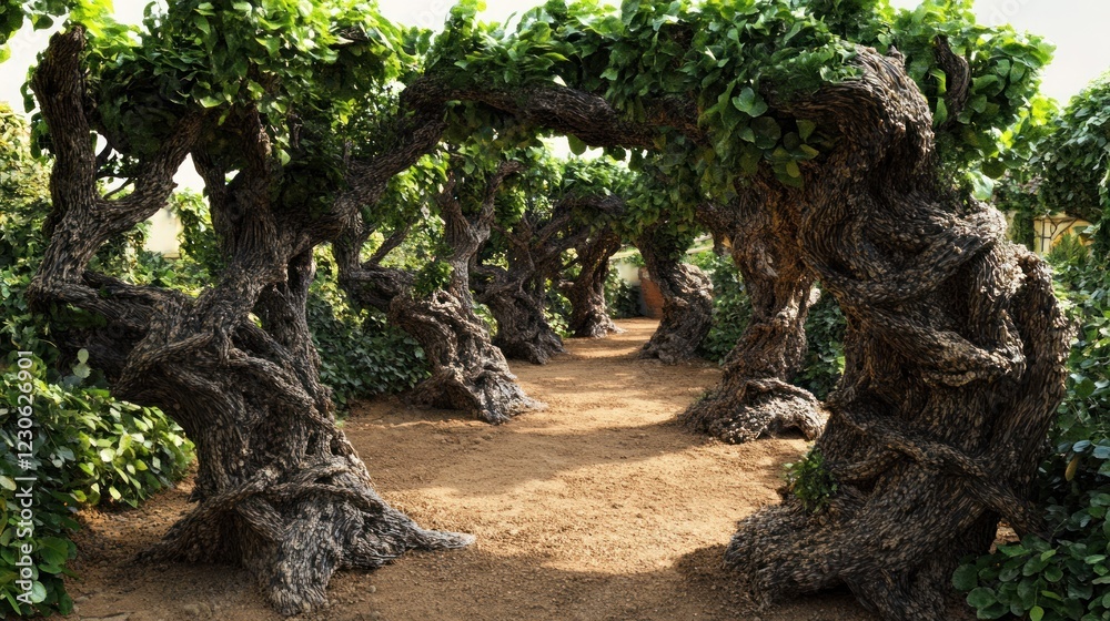 Ancient Twisted Trees Form A Serpentine Pathway Ancient Twisted Trees Form A Serpentine Pathway