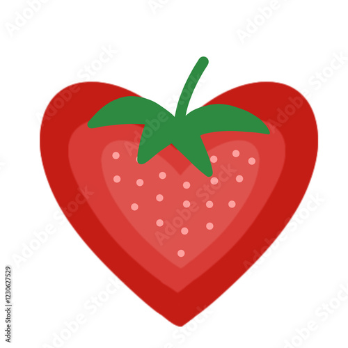 Illustration of a heart-shaped red strawberry