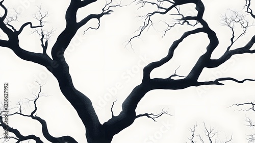 Abstract Dark Tree Branches Silhouette Minimalist Art