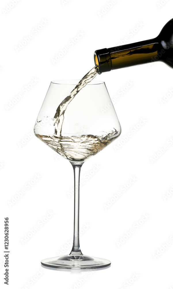 Pouring wine into glass on white background Pouring wine into glass on white background