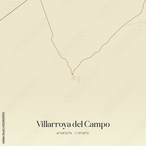 Retro Spanish map of Villarroya del Campo, Arag�n. Vintage street map. photo