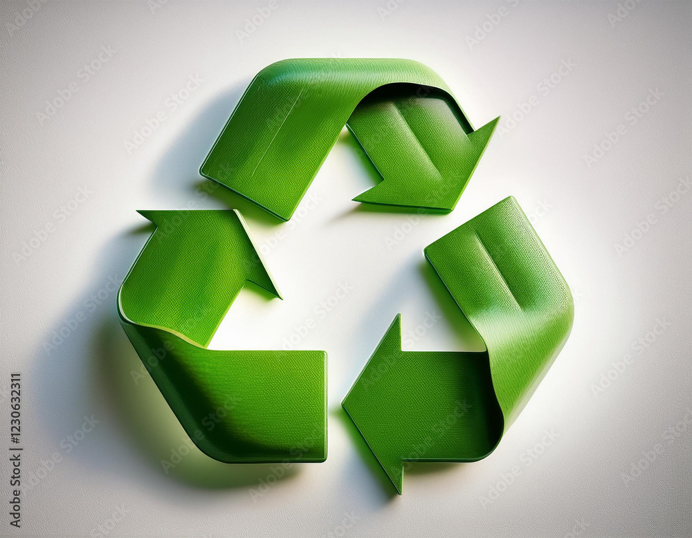 a clean and simple image featuring a prominent green recycling sign against a pristine white background highlighting the concept of eco friendly practices a clean and simple image featuring a prominent green recycling sign against a pristine white background highlighting the concept of eco friendly practices