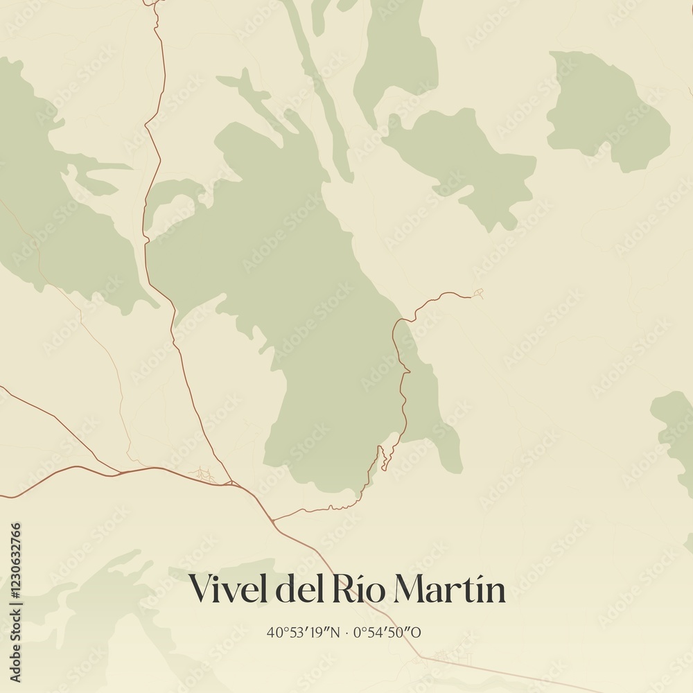 Obraz premium Vintage map of Vivel del Rio Martin, Spain.