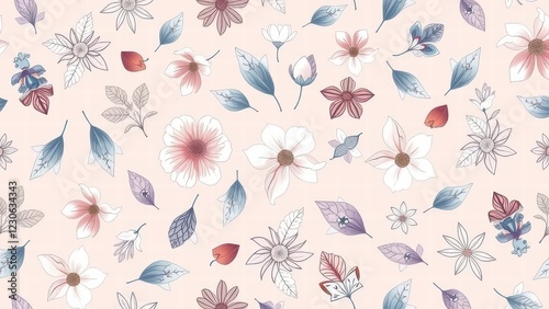 Abstract floral pattern with soft pastel colors, seamless vector, elegant and modern