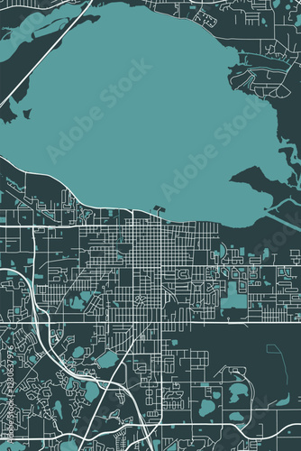 Sanford vector minimalist plan street map American city on dark gray background. Florida. USA