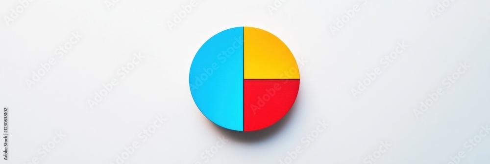 Fototapeta premium Colorful pie chart illustration with four quadrants displaying vibrant blue, yellow, and red segments. Generative AI