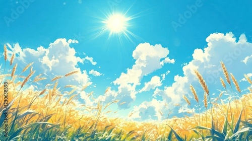 Golden Wheat Field Under a Sunny Sky