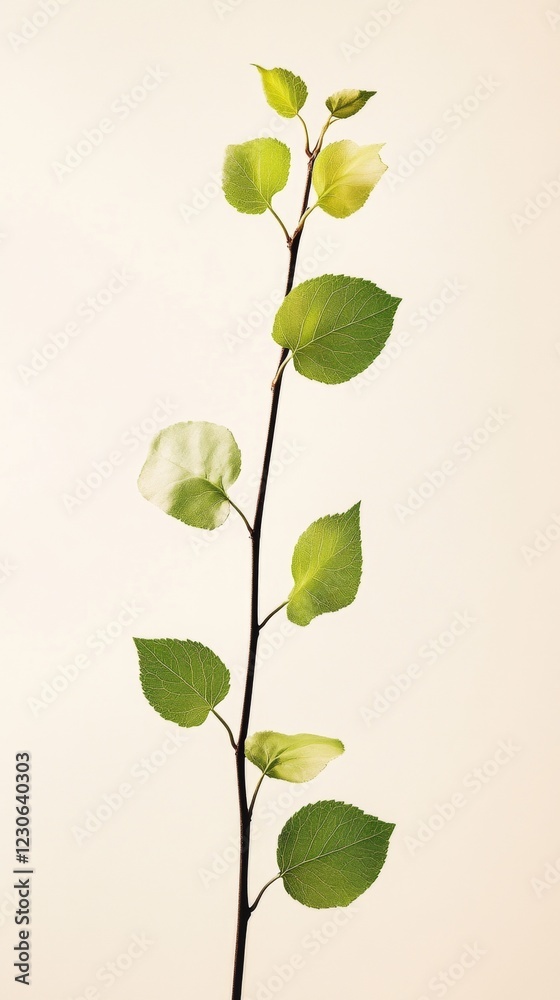 Delicate Branch with Fresh Green Leaves Delicate Branch with Fresh Green Leaves