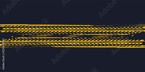 Motorcycle tire tracks vector illustration. Grunge automotive element useful for poster, print, flyer, book, booklet, brochure and leaflet design.