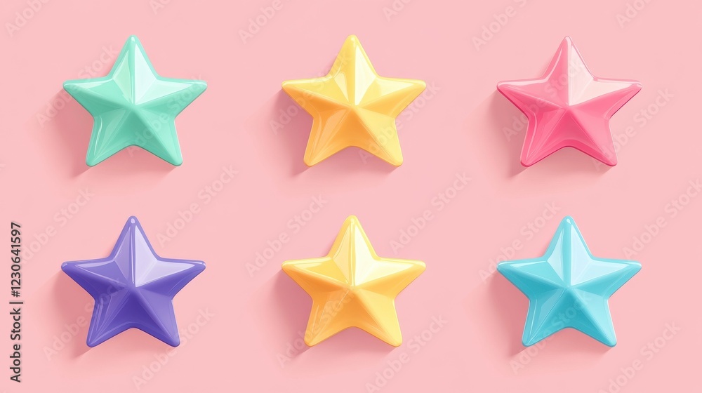 Set of star rating badges in a flat design style Set of star rating badges in a flat design style