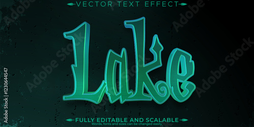 Monster lake text effect, editable horror and scary text style