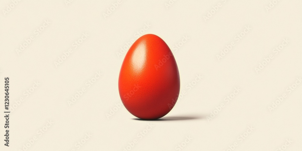 Single Red Egg on Beige Background: Minimalist Easter Photography Single Red Egg on Beige Background: Minimalist Easter Photography