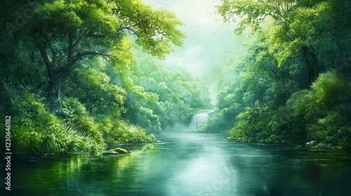 Serene Forest Landscape Painting