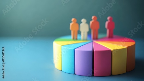 customer segmentation chart flat design front view market analysis 3D render Complementary Color Scheme