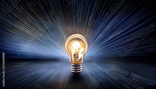glowing light bulb in dark concept of idea