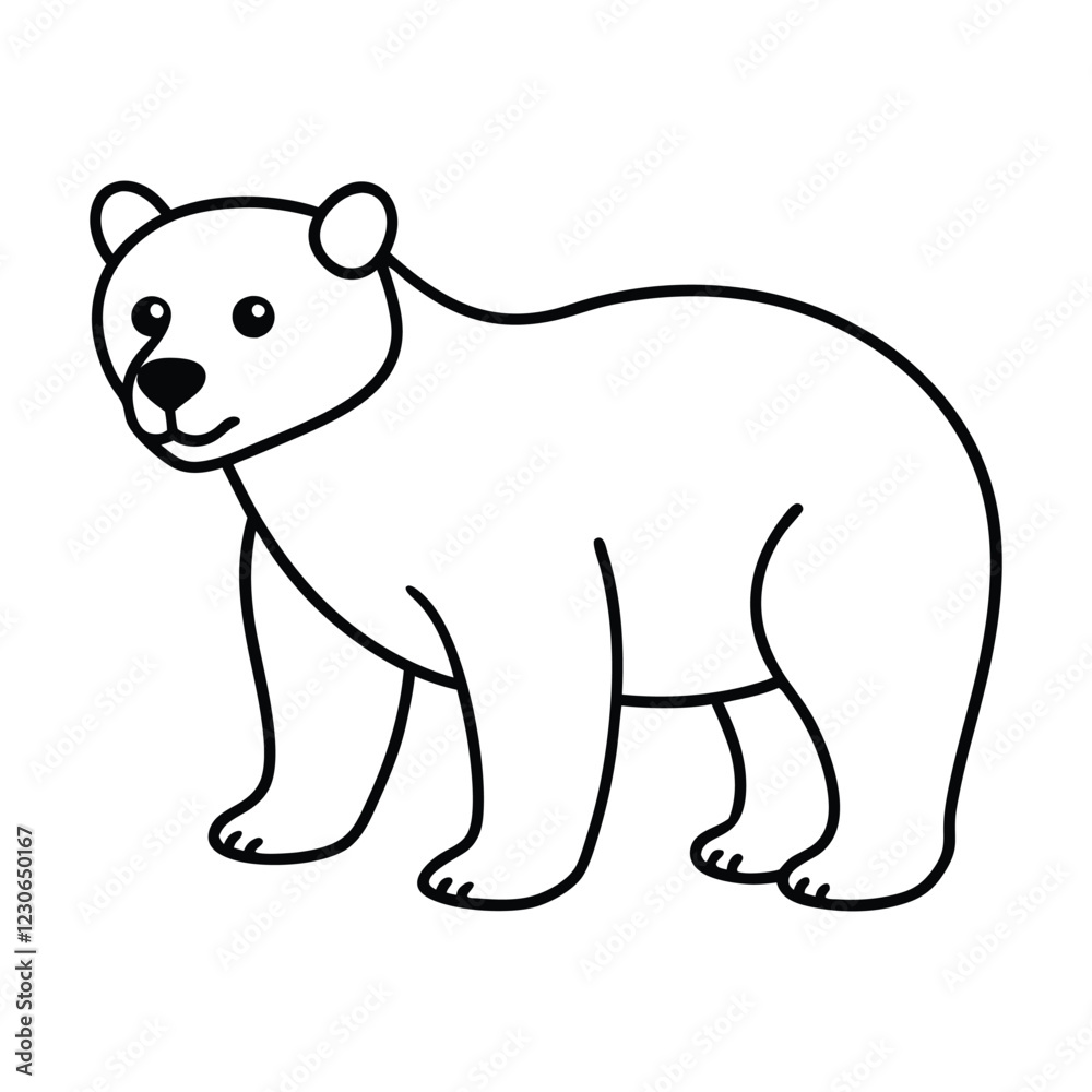 baby bear vector illustration line art on a white background baby bear vector illustration line art on a white background