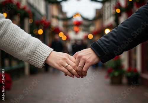 A couple on Valentine's Day holding hands while walking

