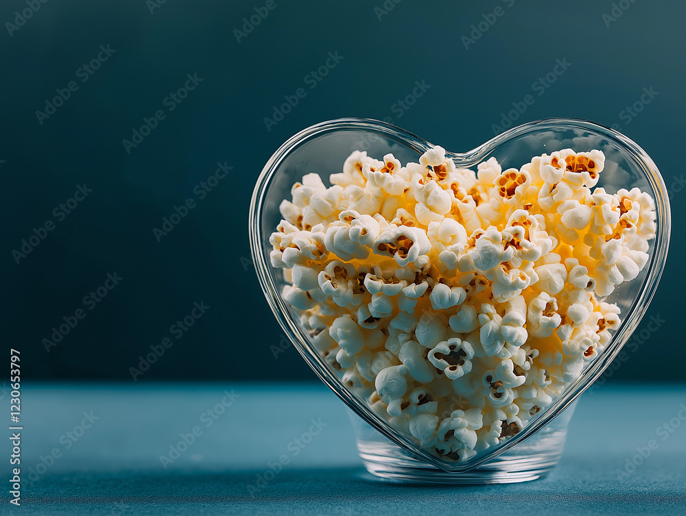 Herzförmige Schüssel mit frischem, fluffigem Popcorn
Herzförmige Schüssel mit frischem, fluffigem Popcorn
