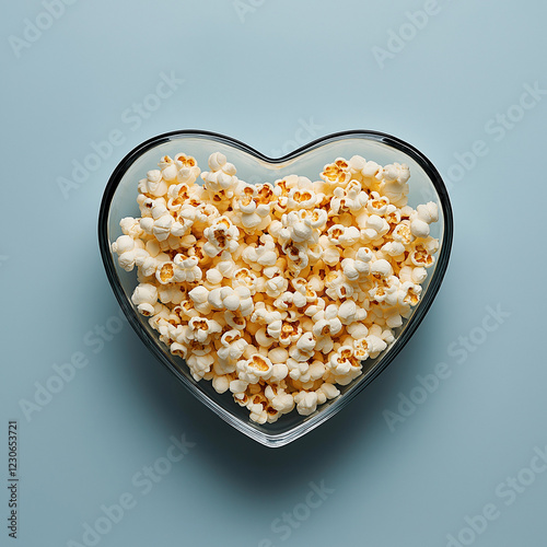 Herzförmige Schüssel mit frischem, fluffigem Popcorn

 photo