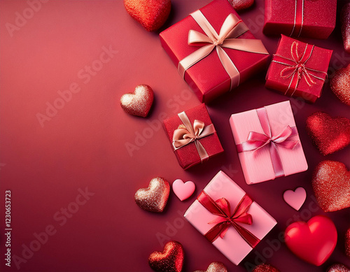 valentine background with gift boxes photo