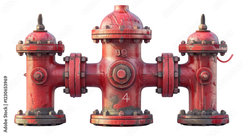 Fototapeta premium Red fire hydrant, isolated on transparent background.