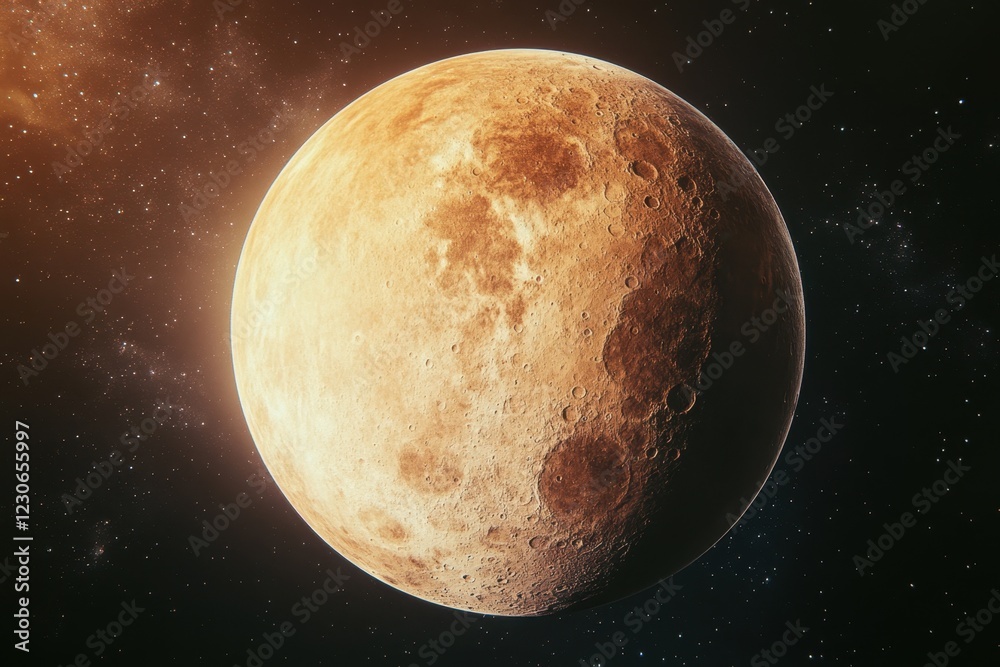 Naklejka premium Exploration of the moon with stunning surface details in the starry night sky