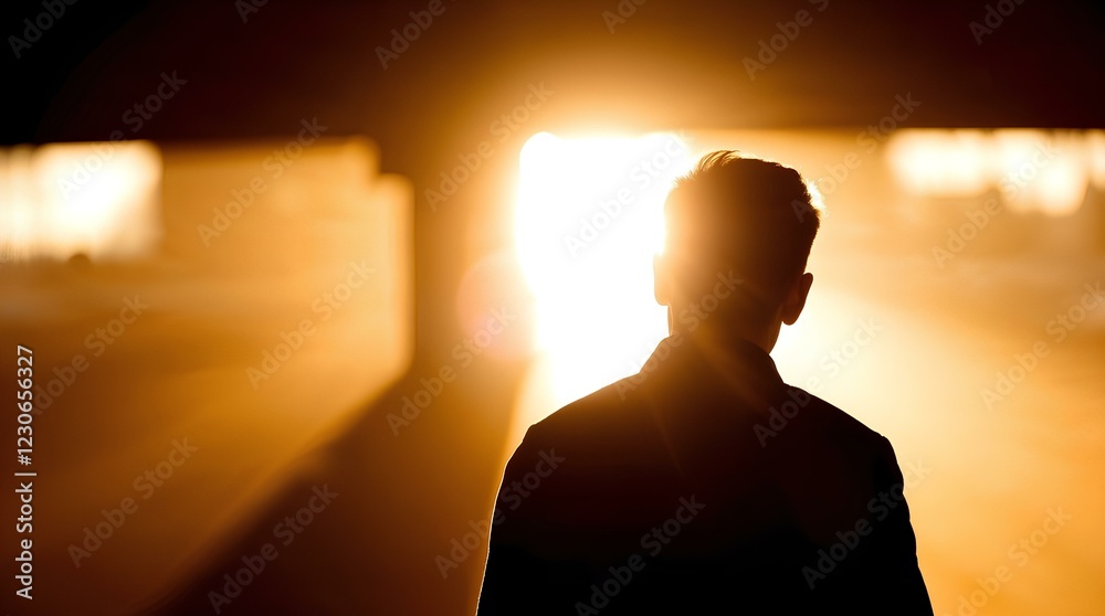 Silhouetted figure, backlit, warm tones, soft contrast, soft saturation, light source from behind subject Silhouetted figure, backlit, warm tones, soft contrast, soft saturation, light source from behind subject