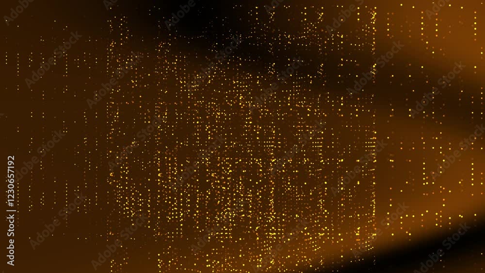 Dark brown gradient golden particle streams on a background