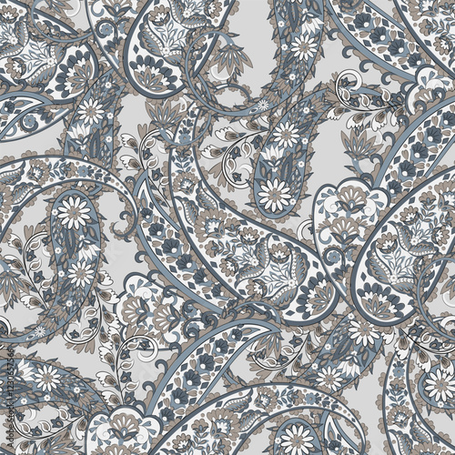 Paisley Floral oriental ethnic Pattern. Seamless Vector Ornament. Damask fabric patterns.