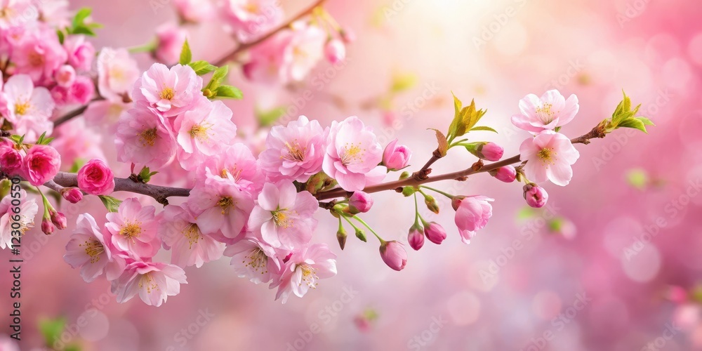 Cherry Blossom Branches with Delicate Pink Blooms in a Spring Bouquet Cherry Blossom Branches with Delicate Pink Blooms in a Spring Bouquet