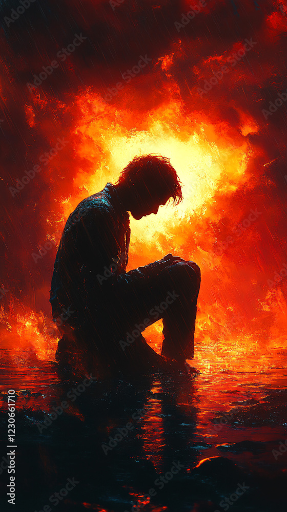 Lonely person sitting in solitude, captured in a moody, atmospheric setting with soft light and deep shadows, evoking themes of isolation, reflection, and introspection Lonely person sitting in solitude, captured in a moody, atmospheric setting with soft light and deep shadows, evoking themes of isolation, reflection, and introspection