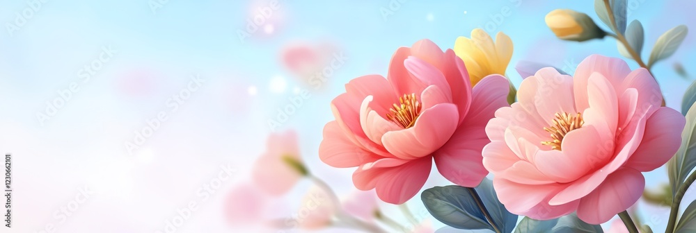 Naklejka premium a bunch of flowers with a sky background