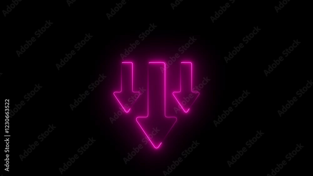 Neon arrow icon. Abstract up neon arrow. Neon arrow sign on black background 4k animation. Neon arrow icon. Abstract up neon arrow. Neon arrow sign on black background 4k animation.