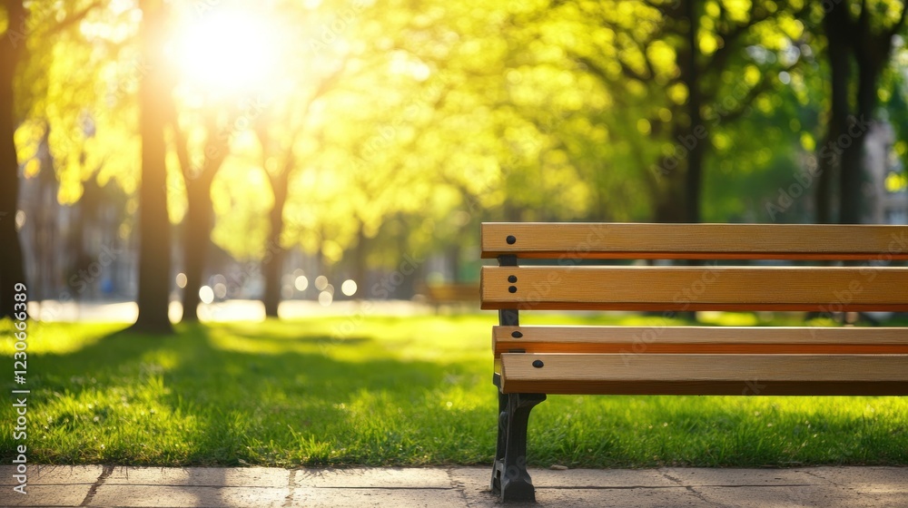 Sunny Park Bench Beside Lush Green Grass Sunny Park Bench Beside Lush Green Grass
